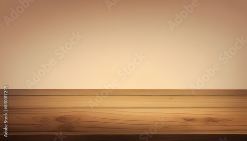Wallpaper Mural A close up shot of an empty wooden brown table in an isolated gradient background with a copy space, background Torontodigital.ca