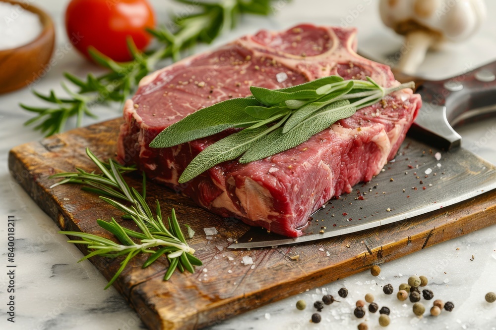 Meat on board with knife Meat on board with knife
