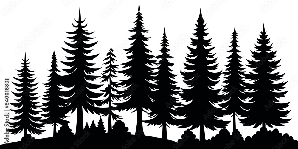 Obraz premium a silhouette of the forest on a transparent background