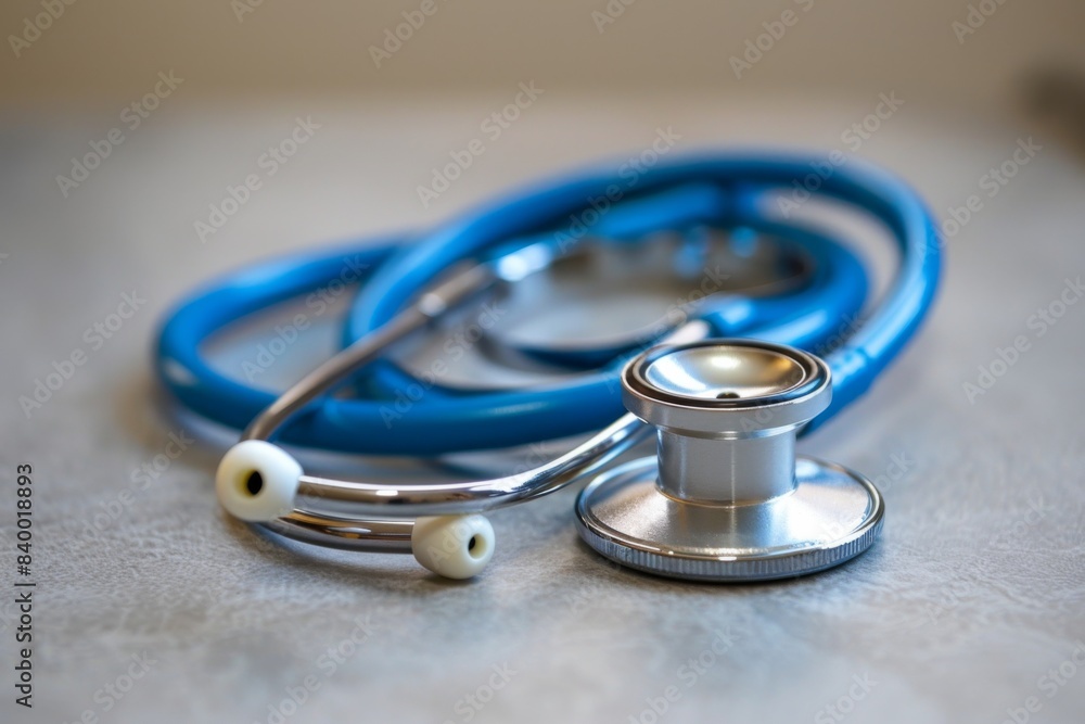 Stethoscope and earbuds on table Stethoscope and earbuds on table