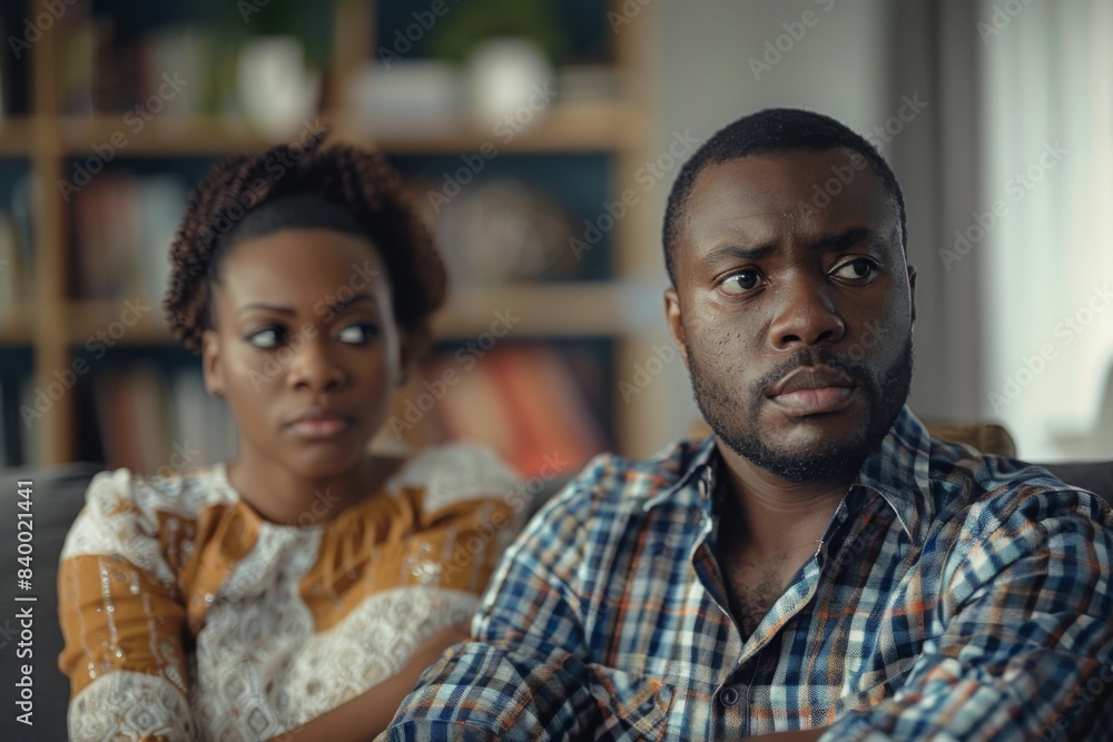 Two people on a sofa facing the camera Two people on a sofa facing the camera