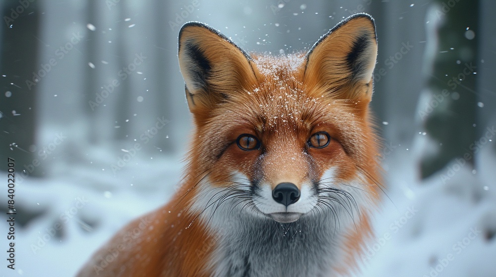 Red fox on the snow Red fox on the snow