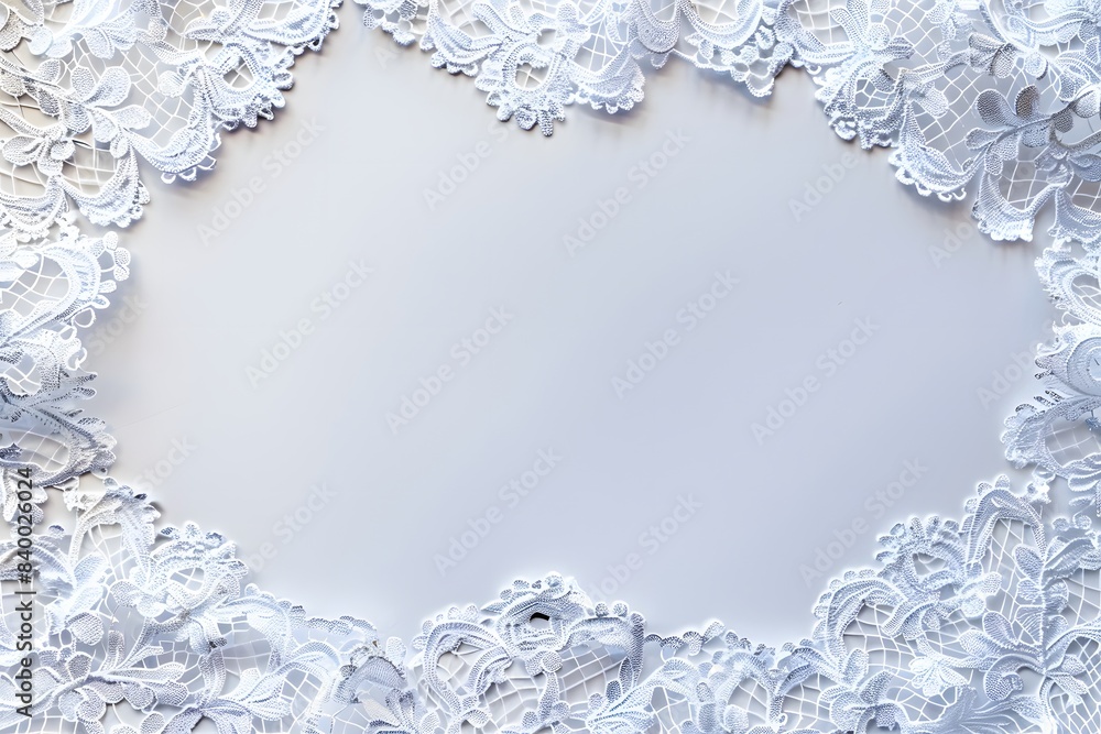 Background image of a delicate fabric with a border of beautiful lace on a light background. Copy space. Background for congratulations, cards. Background image of a delicate fabric with a border of beautiful lace on a light background. Copy space. Background for congratulations, cards.