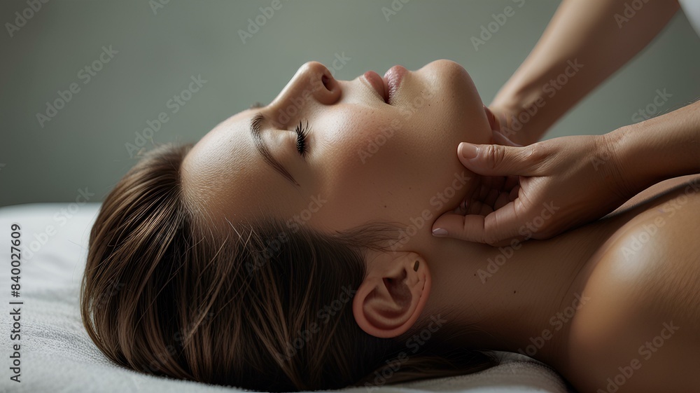 Obraz premium Craniosacral Therapy Head Massage for Pain and Migraine Relief.