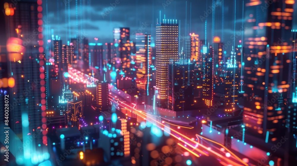 Smart city and digital transformation.Big data connection technology AI generated Smart city and digital transformation.Big data connection technology AI generated