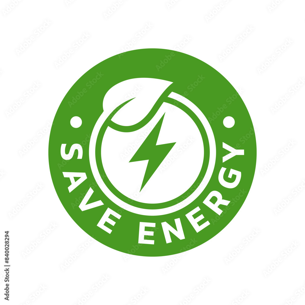 Save energy symbol. Energy icon with green leaf. Eco friendly, environmentally. Eco icon. Vector illustration. Save energy symbol. Energy icon with green leaf. Eco friendly, environmentally. Eco icon. Vector illustration.