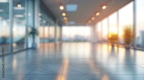 Wallpaper Mural Beautiful blurred background of a light modern office interior with panoramic windows and beautiful lighting. Torontodigital.ca