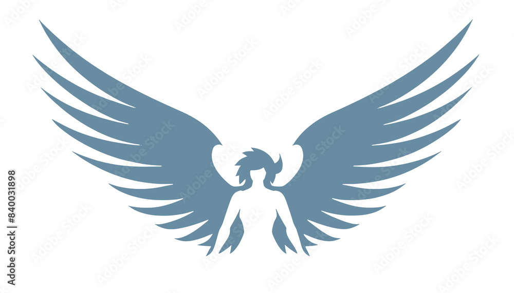 Angel with wings, silhouete vector on transparent background Angel with wings, silhouete vector on transparent background