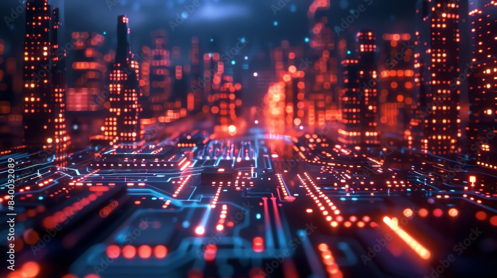 Obraz premium A tech background, digital paradise, cutting edge architecture