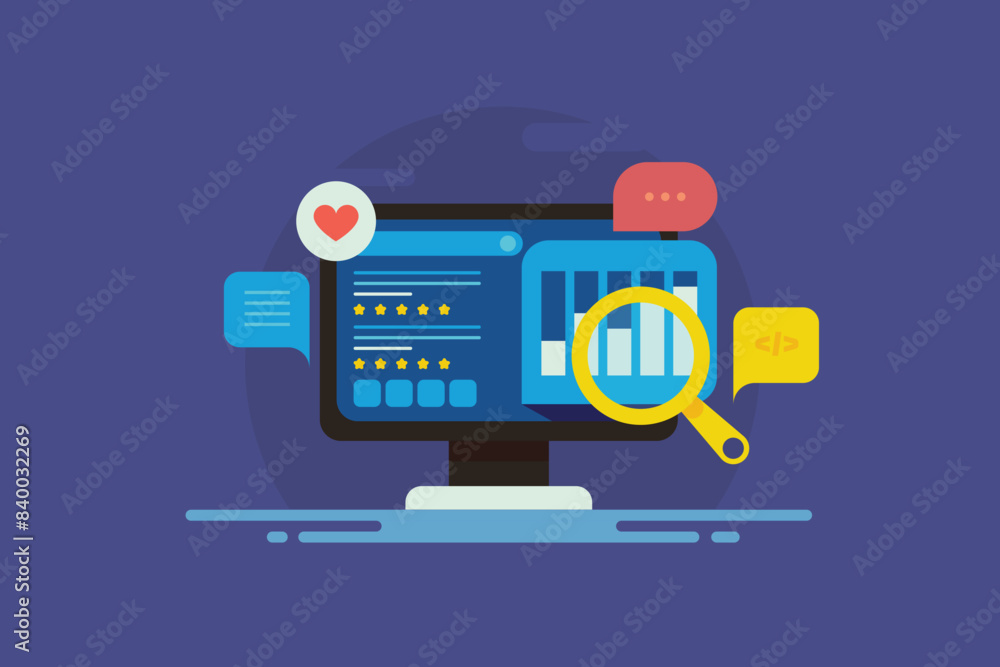 Monitoring search engine ranking and web traffic data analytics SEO concept, vector illustration. Monitoring search engine ranking and web traffic data analytics SEO concept, vector illustration.