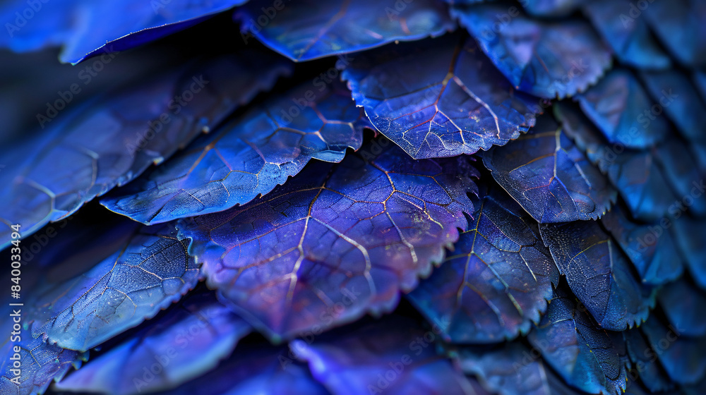 Obraz premium Blue dragon scales closeup in fantasy style macro photography