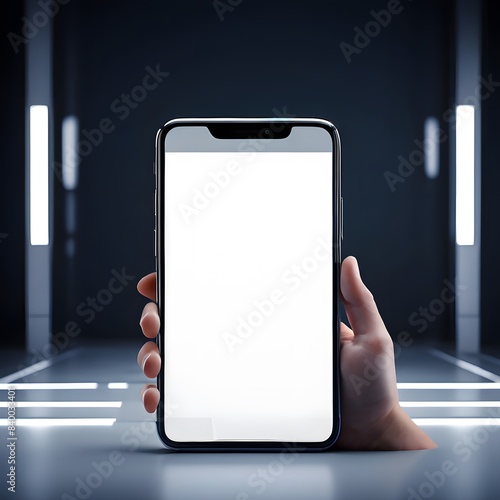 Mock Up of Mobile with Blank White Screen – Front View photo