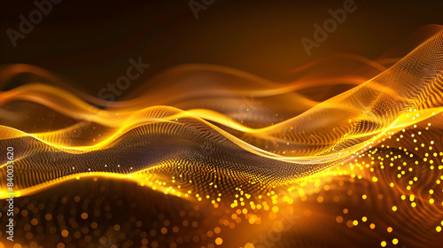 Abstract luxury gold background with golden wave lines and shining dots