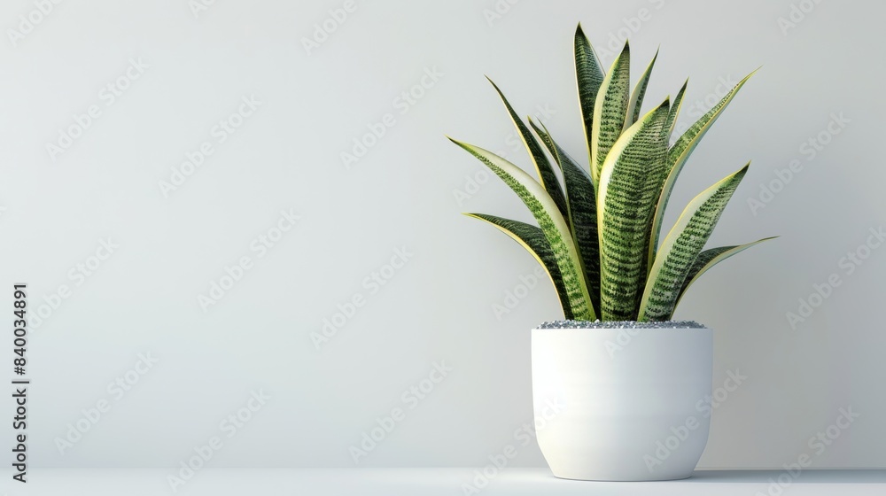A sleek snake plant elegantly planted in a tall white pot. A sleek snake plant elegantly planted in a tall white pot.