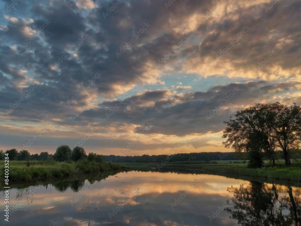 Fototapeta premium photo with romantic landscape sky