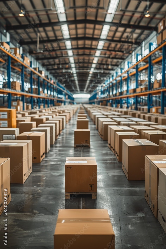 A modern warehouse full of boxes and boxes