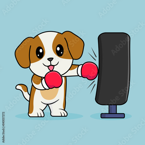 Funny cartoon cute Dog Vector Design. Sport Boxing Day