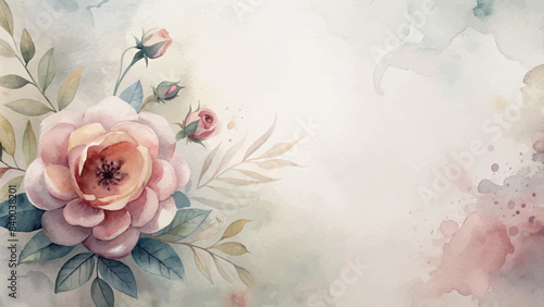 Beautiful floral minimalist watercolor background