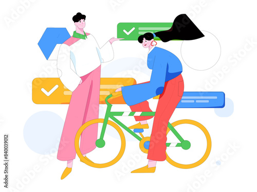Virtual characters social communication concept business flat vector hand drawn illustration
