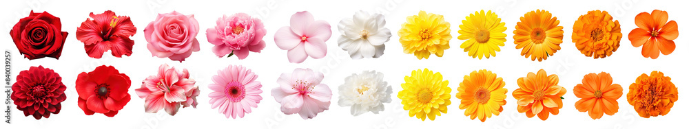 Fototapeta premium Flower blossom png element set on transparent background