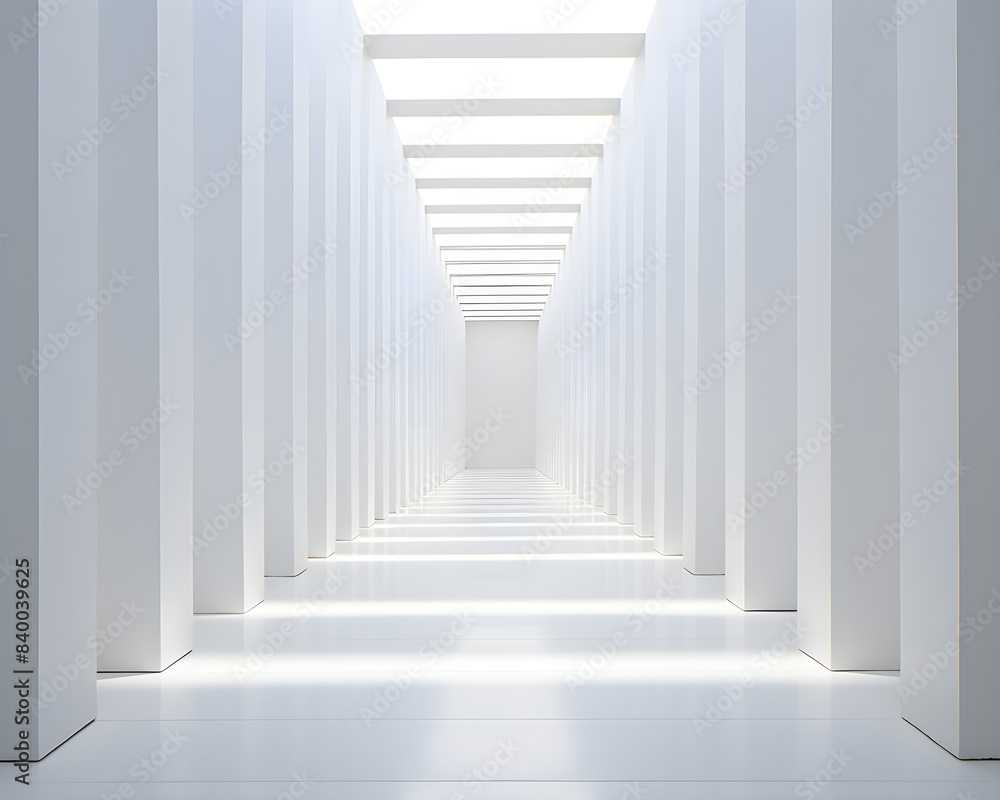 Obraz premium white wall empty room interior floor background modern light design.