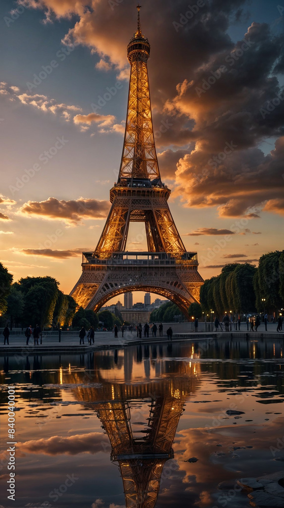 Naklejka premium eiffel tower at sunset