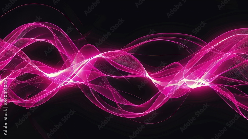 A dynamic abstract design with bright neon pink wave lines that swirl and twist over a deep black canvas, giving the appearance of glowing ribbons in the dark. A dynamic abstract design with bright neon pink wave lines that swirl and twist over a deep black canvas, giving the appearance of glowing ribbons in the dark.