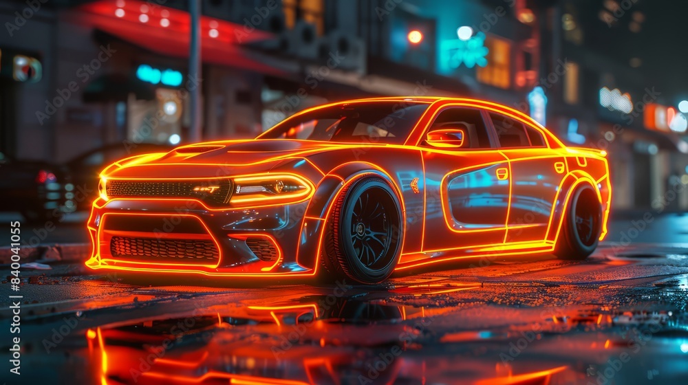 Futuristic Sport Car on the cityscape. Powerful acceleration of super cars on night tracks with colorful lights and tracks. Futuristic Sport Car on the cityscape. Powerful acceleration of super cars on night tracks with colorful lights and tracks.