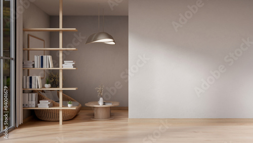 Obraz na płótnie The interior design of a contemporary minimalist home corridor with a living space