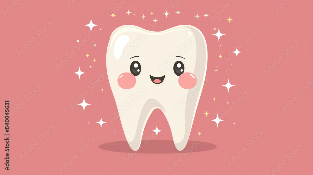 A cute tooth character vector illustration with a solid color background. The simple design features the cute shape of teeth with a happy face and sparkles on its surface. The cute shape. A cute tooth character vector illustration with a solid color background. The simple design features the cute shape of teeth with a happy face and sparkles on its surface. The cute shape.