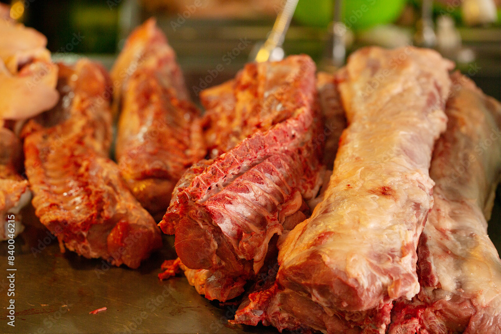 Fresh meat on display in a traditional market Fresh meat on display in a traditional market