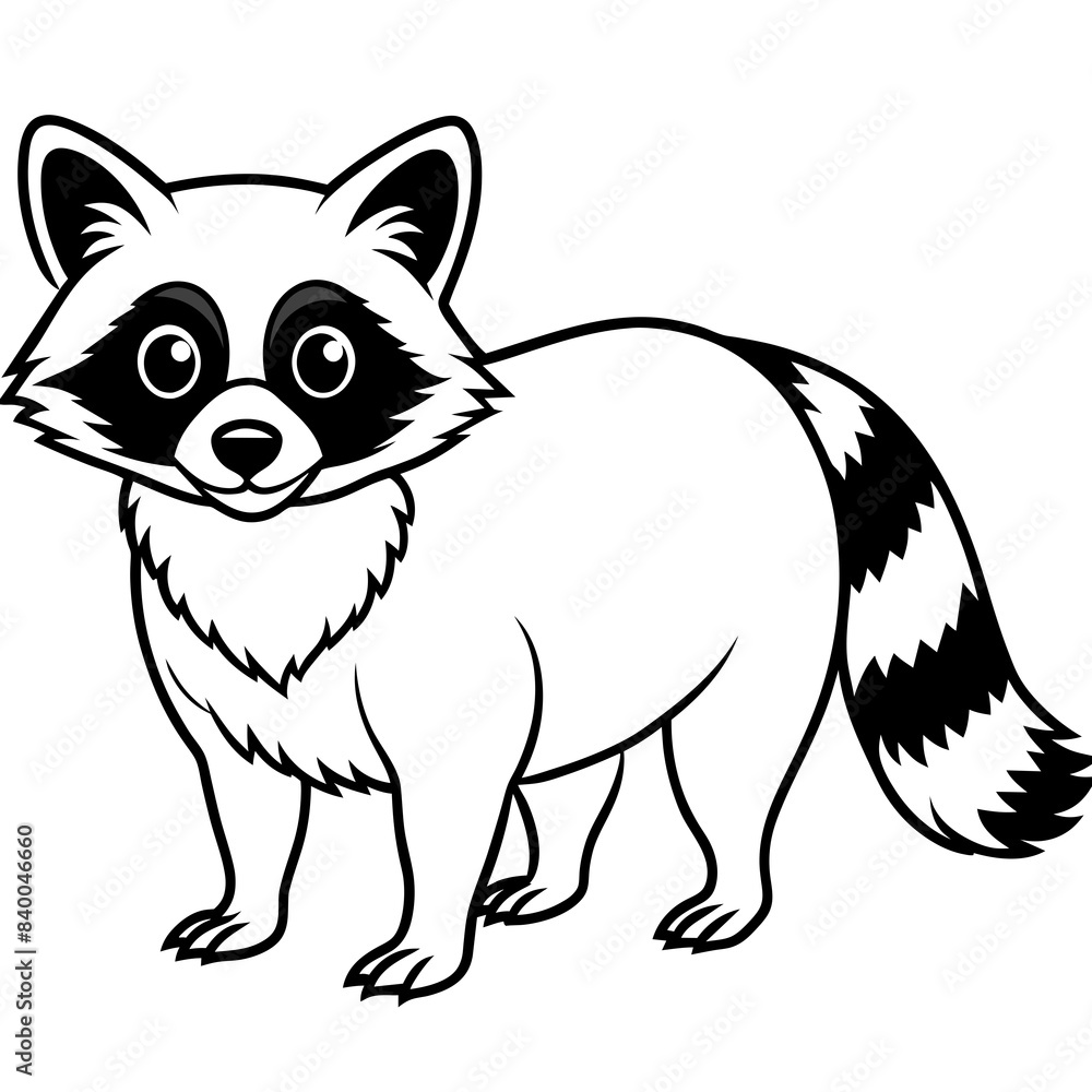 Raccoon line art vector illustration. Raccoon line art vector illustration.