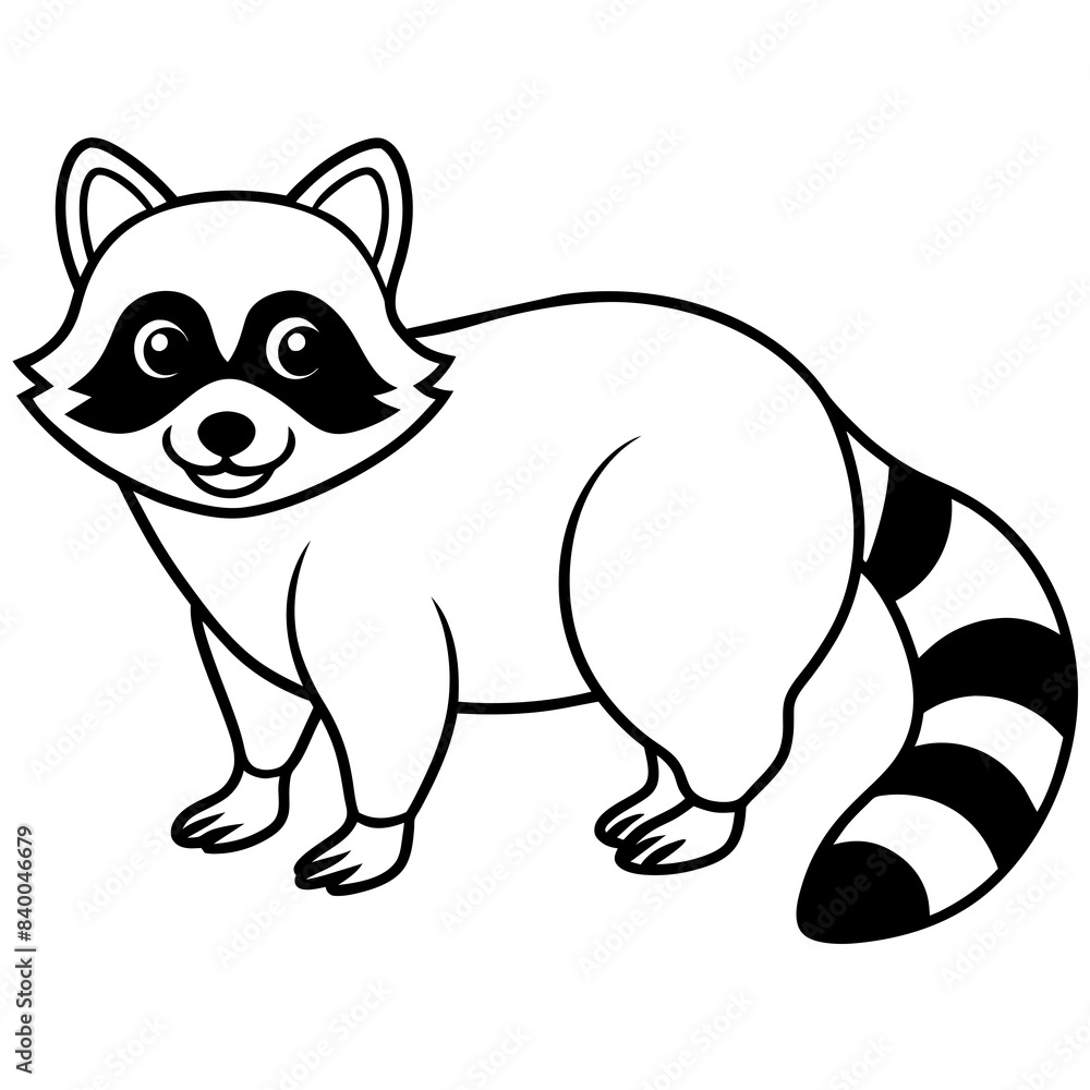 Obraz premium Raccoon line art vector illustration.