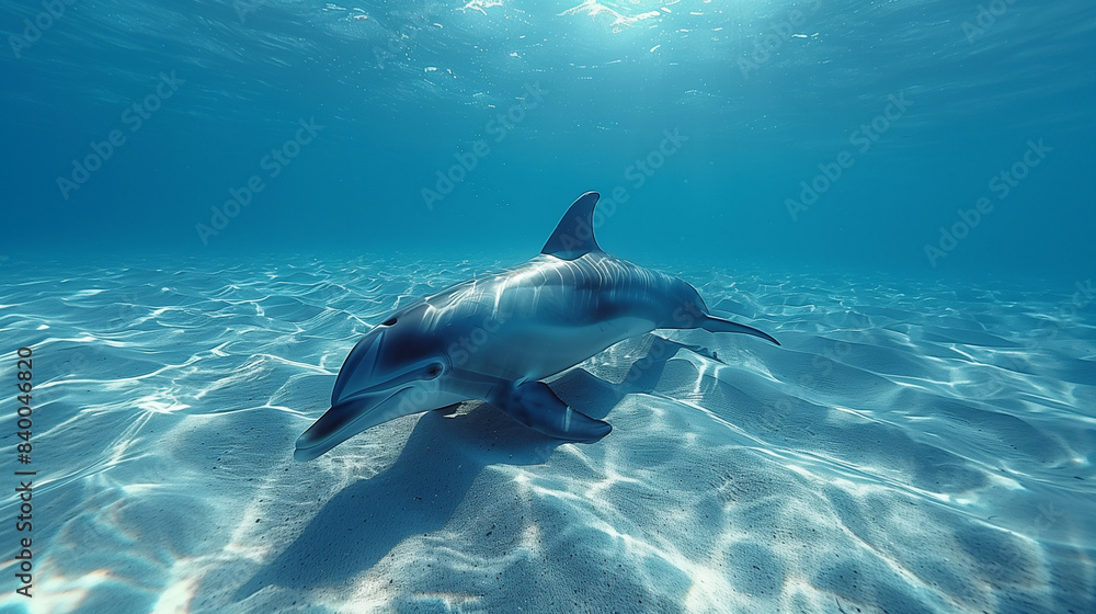 Obraz premium Blue sea and dolphins 02 (푸른 바다와 돌고래)