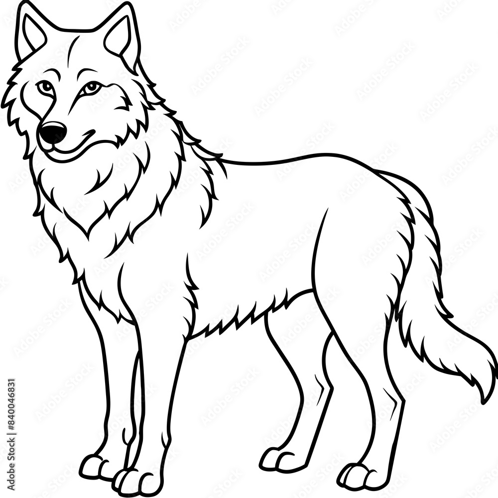 Fototapeta premium Wolf line art vector illustration.