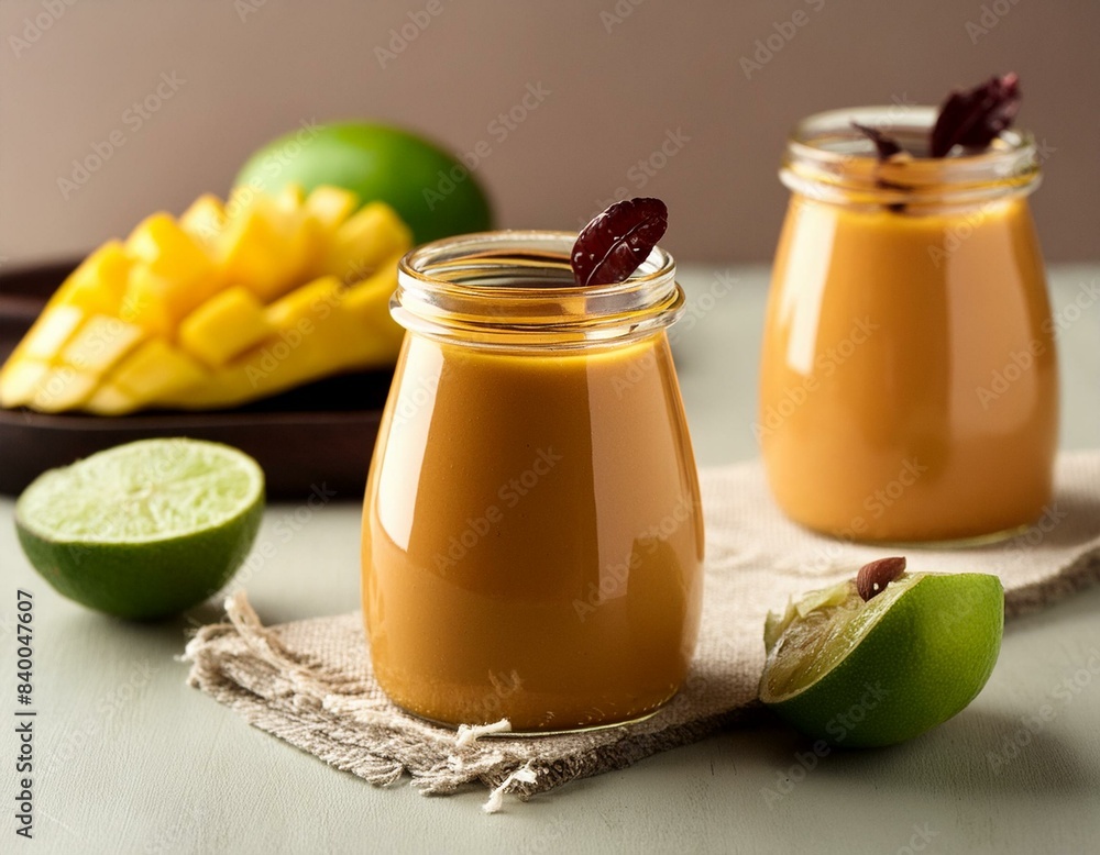 Mangonada mexican mango smoothie with chamoy sauce and lime seasoning Mangonada mexican mango smoothie with chamoy sauce and lime seasoning