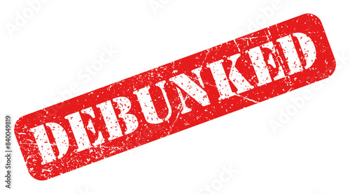 Debunked red stamp grunge isolated