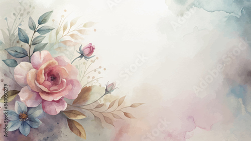 Beautiful floral minimalist watercolor background