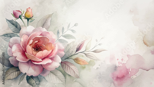 Beautiful floral minimalist watercolor background