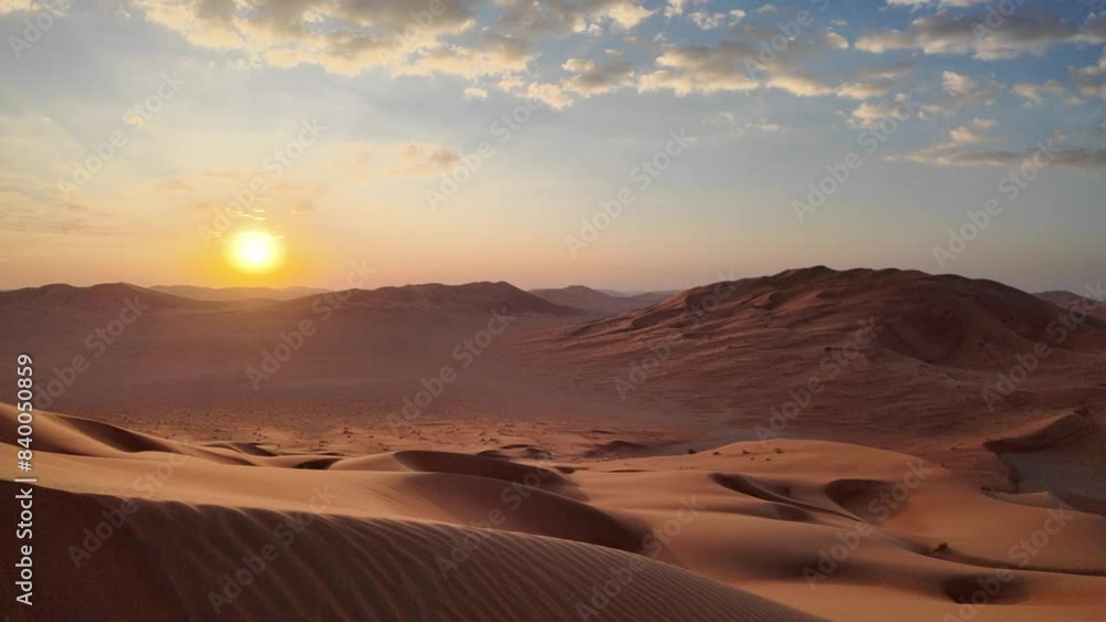 Sunrise panorama in Empty quarter desert of Oman. Rub' al-Khali desert ad dawn. Sunrise panorama in Empty quarter desert of Oman. Rub' al-Khali desert ad dawn.