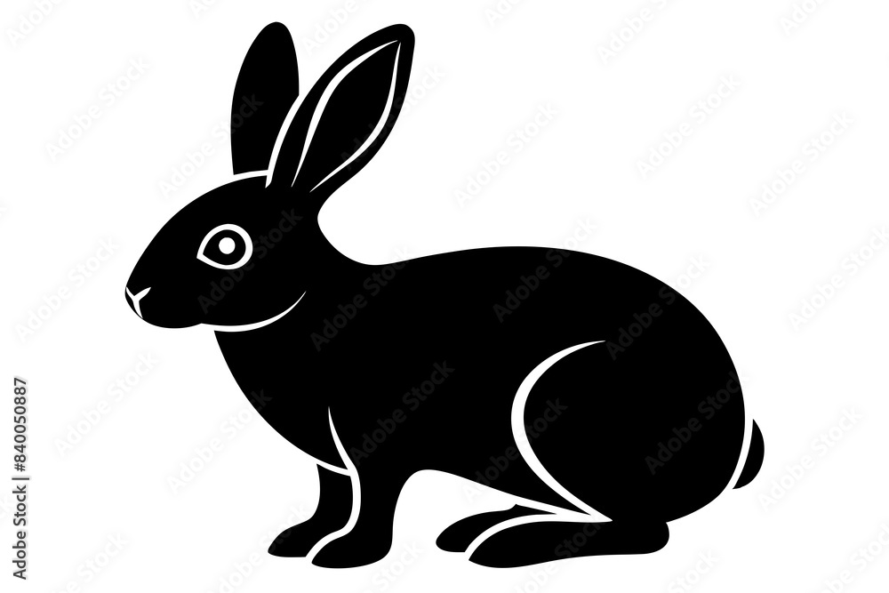 rabbit line art silhouette vector illustration rabbit line art silhouette vector illustration