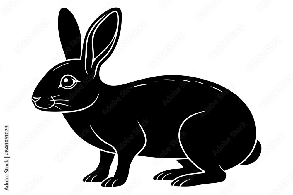 rabbit line art silhouette vector illustration rabbit line art silhouette vector illustration