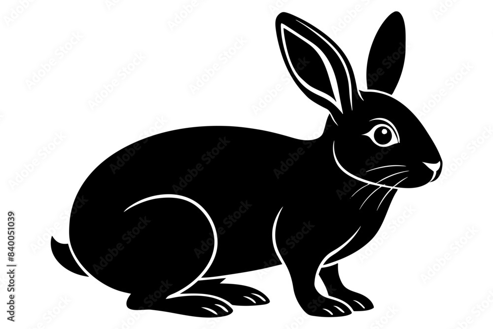 rabbit line art silhouette vector illustration rabbit line art silhouette vector illustration