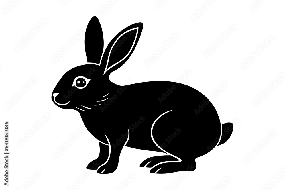 rabbit line art silhouette vector illustration rabbit line art silhouette vector illustration