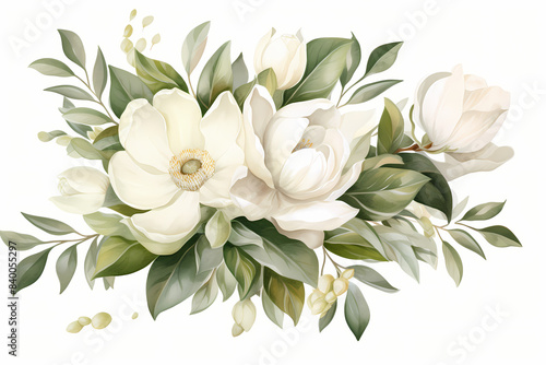 bouquet of white flowers isolated on white background