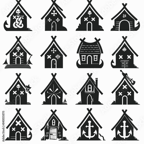 set of houses icons