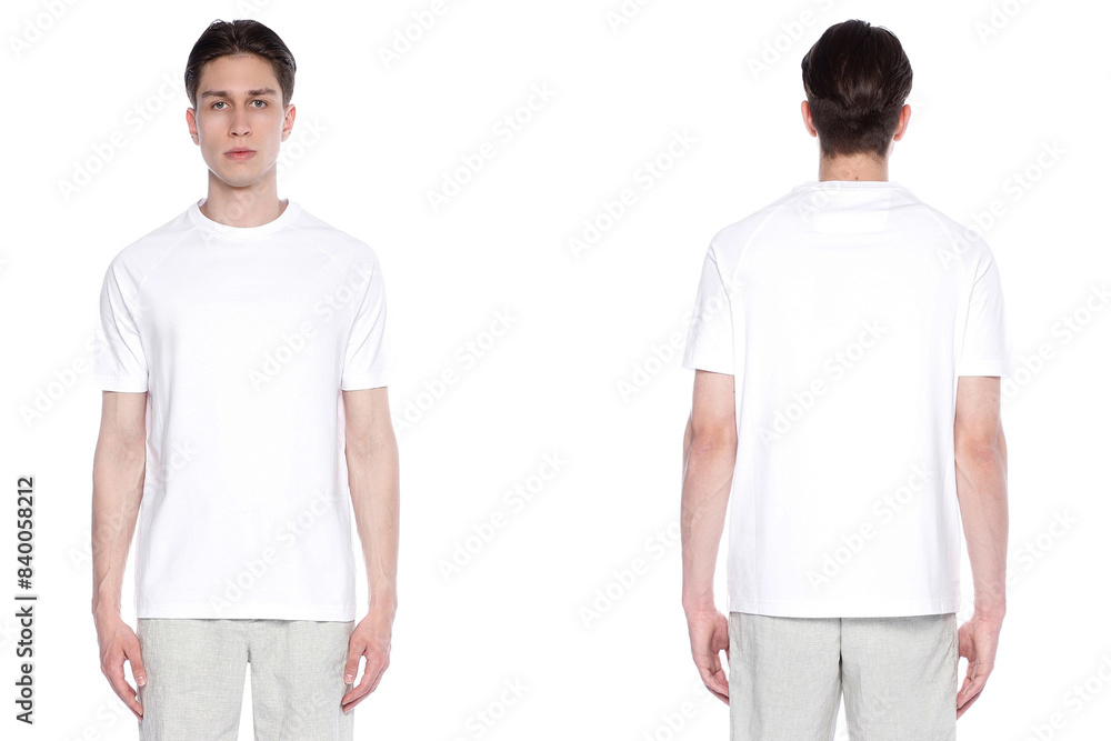 Mock-up of a white T-shirt on a man Mock-up of a white T-shirt on a man