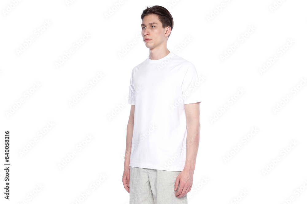 Mock-up of a white T-shirt on a man Mock-up of a white T-shirt on a man
