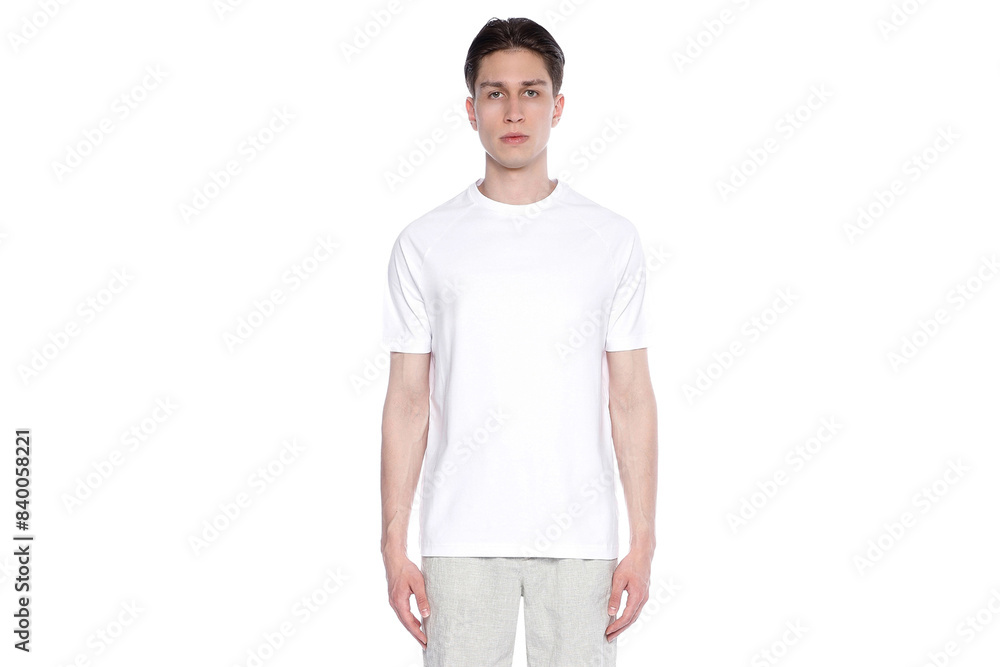 Mock-up of a white T-shirt on a man Mock-up of a white T-shirt on a man