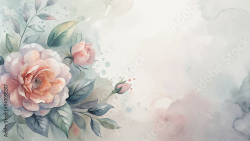 Minimalist background of watercolor flowers